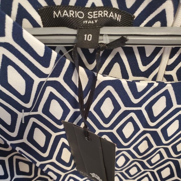 Navy and White Geometric Dress, size 10,new - Picture 2 of 2